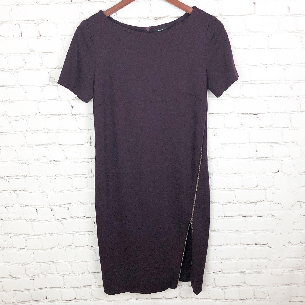 Solar | Plum Side Zipped Sheeth Dress | EU 36